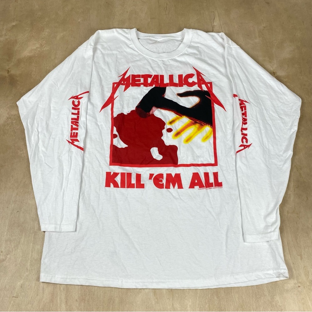 Metallica Kill ‘Em Bang That Head Tour Men’s XL White T-Shirt Long Sleeve Giant - Picture 1 of 4